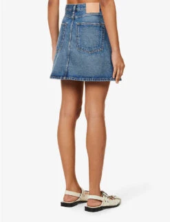 Acne Studios High-rise Distressed Denim Mini Skirt -VogueVibe Store R04185162 MIDBLUE ALT03