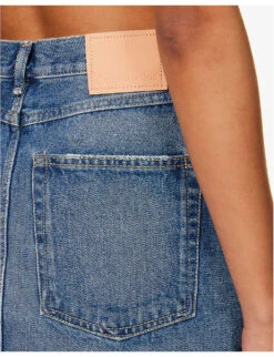 Acne Studios High-rise Distressed Denim Mini Skirt -VogueVibe Store R04185162 MIDBLUE ALT04