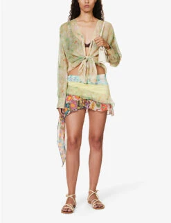 Jenie Patterned Regular-fit Stretch-woven Mini Skirt -VogueVibe Store R04185235 MULTI ALT01