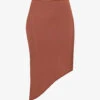 Vero Asymmetric-hem Stretch-woven Midi Skirt -VogueVibe Store R04185506 COCOA M