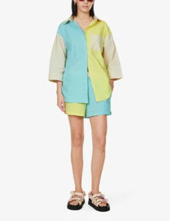 It's Now Cool Vacay Colour-block Cotton-poplin Shorts -VogueVibe Store R04185542 GELATO ALT01