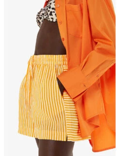 Whistles Sunshine Stripe Linen And Cotton-blend Shorts -VogueVibe Store R04186331 MULTICOLOURED ALT04