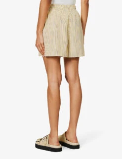 Lui Striped Woven Shorts -VogueVibe Store R04186461 PALEYELLOWBLACKSTRIPE ALT03