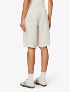 Vivian Striped Woven Shorts 10 Vivian Striped Woven Shorts -VogueVibe Store R04186471 BEIGEPINSTRIPE ALT03