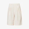 Vivian Striped Woven Shorts -VogueVibe Store R04186471 BEIGEPINSTRIPE M