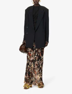 Dries Van Noten Oversized Double-breasted Woven Blazer -VogueVibe Store R04186638 BLACK ALT01