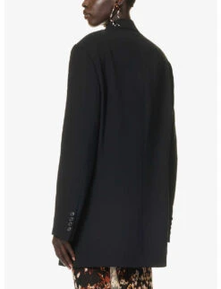 Dries Van Noten Oversized Double-breasted Woven Blazer -VogueVibe Store R04186638 BLACK ALT03