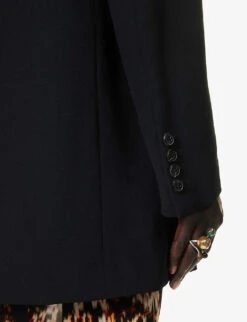 Dries Van Noten Oversized Double-breasted Woven Blazer -VogueVibe Store R04186638 BLACK ALT05