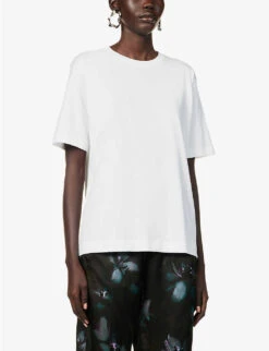 Dries Van Noten Round-neck Relaxed-fit Cotton-jersey T-shirt 9 Dries Van Noten Round-neck Relaxed-fit Cotton-jersey T-shirt -VogueVibe Store R04186665 WHITE ALT02