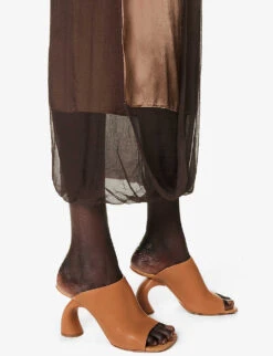 Dries Van Noten Panelled Silk-blend Midi Skirt -VogueVibe Store R04186672 DARKBROWN ALT05