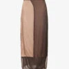 Dries Van Noten Panelled Silk-blend Midi Skirt -VogueVibe Store R04186672 DARKBROWN M