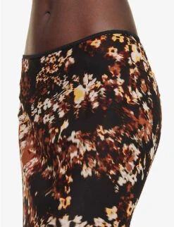 Dries Van Noten Floral-pattern Sheer Woven Maxi Skirt -VogueVibe Store R04186673 DARKBROWN ALT04