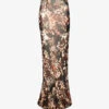 Dries Van Noten Floral-pattern Sheer Woven Maxi Skirt -VogueVibe Store R04186673 DARKBROWN M
