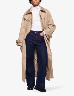 Gilda Double-breasted Stretch-organic-cotton Trench Coat 8 Gilda Double-breasted Stretch-organic-cotton Trench Coat -VogueVibe Store R04186781 STONE ALT01