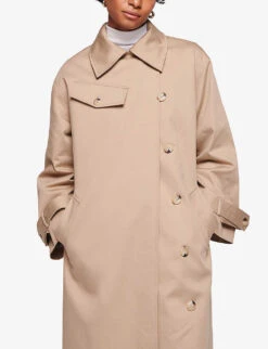 Gilda Double-breasted Stretch-organic-cotton Trench Coat 11 Gilda Double-breasted Stretch-organic-cotton Trench Coat -VogueVibe Store R04186781 STONE ALT04