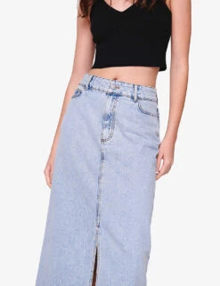 Greta High-rise Organic-cotton Midi Skirt 11 Greta High-rise Organic-cotton Midi Skirt -VogueVibe Store R04186785 EXTRALIGHTWASH ALT04