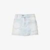 Abra Logo-embroidered Denim Mini Skirt 1 Abra Logo-embroidered Denim Mini Skirt -VogueVibe Store R04189005 SKYBLUE M