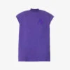 Laurie Padded-shoulders Cotton T-shirt -VogueVibe Store R04189009 DEEPTANZANITE M