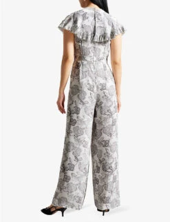 Ted Baker Marlih Cape-sleeve Woven Jumpsuit -VogueVibe Store R04189317 WHITE ALT02