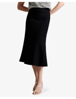 Ted Baker Oliviay A-line Knitted Midi Skirt -VogueVibe Store R04189319 BLACK ALT02