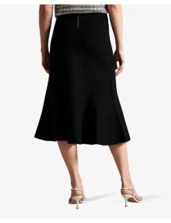 Ted Baker Oliviay A-line Knitted Midi Skirt -VogueVibe Store R04189319 BLACK ALT03