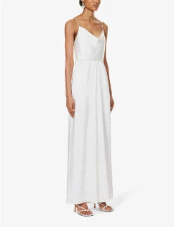 Sleeveless Cowl-neck Woven Jumpsuit -VogueVibe Store R04189843 WHITE ALT02