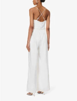 Sleeveless Cowl-neck Woven Jumpsuit -VogueVibe Store R04189843 WHITE ALT03