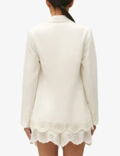CLAUDIE PIERLOT Broderie-anglaise Scalloped-hem Woven Jacket -VogueVibe Store R04189879 NATURELS ALT03