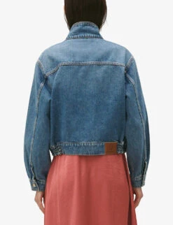 CLAUDIE PIERLOT Volume High-neck Relaxed-fit Denim Jacket -VogueVibe Store R04189889 BLEUS ALT03