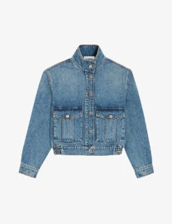 CLAUDIE PIERLOT Volume High-neck Relaxed-fit Denim Jacket