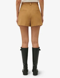 CLAUDIE PIERLOT Eden Pleated Stretch-woven Shorts -VogueVibe Store R04189891 BRUNS ALT03