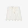 CLAUDIE PIERLOT Scalloped-trim Belted-waist Linen-blend Shorts 1 CLAUDIE PIERLOT Scalloped-trim Belted-waist Linen-blend Shorts -VogueVibe Store R04189895 NATURELS M