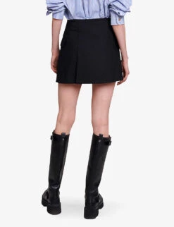 Maje Jakino High-waisted Cargo-pocket Stretch-woven Wrap Mini Skirt -VogueVibe Store R04190038 NOIRGRIS ALT03