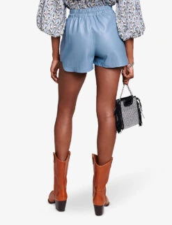 Maje Issma High-rise Faux-leather Shorts 10 Maje Issma High-rise Faux-leather Shorts -VogueVibe Store R04190040 BLEUS ALT03