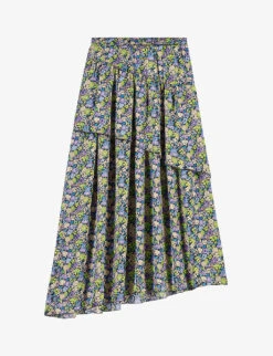 Maje Soleur Primrose-print Recycled Polyester-blend Midi Skirt