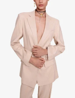 Maje Vosta Single-breasted Stretch-woven Blazer 9 Maje Vosta Single-breasted Stretch-woven Blazer -VogueVibe Store R04190331 NATURELS ALT02