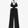 Maje Piblanca Cut-out Wide-leg Woven Jumpsuit -VogueVibe Store R04190350 NOIRGRIS M