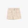 Maje Iosta Pocket-detail Asymmetric-hem Linen-blend Shorts -VogueVibe Store R04190414 NATURELS M