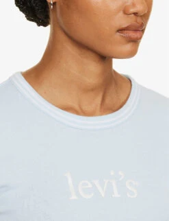 Levis Ringer Logo-print Cotton-jersey T-shirt -VogueVibe Store R04191377 BABYSERIFLOGOOMPH ALT04