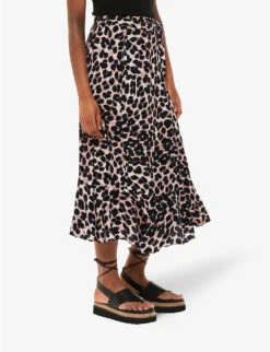 Whistles Leopard-print Tiered-hem Woven Wrap Midi Skirt -VogueVibe Store R04191934 MULTICOLOURED ALT02