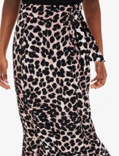 Whistles Leopard-print Tiered-hem Woven Wrap Midi Skirt -VogueVibe Store R04191934 MULTICOLOURED ALT04