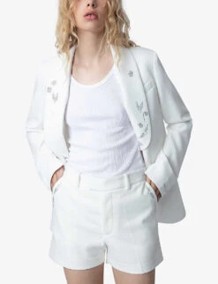 Zadig & Voltaire Please Crystal-embellished Stretch-woven Shorts -VogueVibe Store R04191940 JUDO ALT02