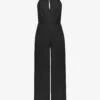 Sophia Twisted-neckline Wide-leg Crepe Jumpsuit -VogueVibe Store R04191967 BLACK M