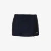 Prada Low-rise Logo-patch Cashmere Mini Skirt -VogueVibe Store R04192406 BLEU M