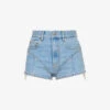 Mugler Crystal-embellished Mid-rise Stretch-denim Shorts -VogueVibe Store R04192667 LIGHTBLUE M