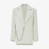 Chain-embellished Single-breasted Oversized Woven Blazer -VogueVibe Store R04194013 OFFWHITE M