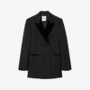 Sandro Valois Double-breasted Stretch-woven Blazer -VogueVibe Store R04194617 NOIRGRIS M
