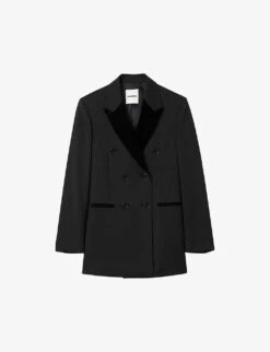 Sandro Valois Double-breasted Stretch-woven Blazer