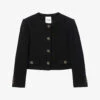 Sandro Wallace Button-down Cotton-blend Boucle Jacket -VogueVibe Store R04194622 NOIRGRIS M