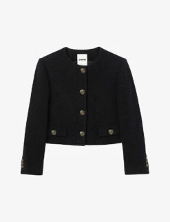 Sandro Wallace Button-down Cotton-blend Boucle Jacket